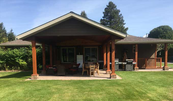 Terrace BC guesthouse exterior and covered patio
